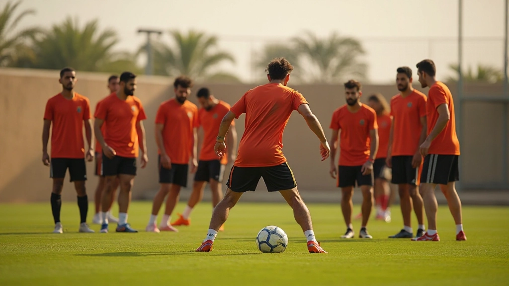 لاعبو كرة قدم يشاركون في تمرين جماعي لتحسين الأداء الفريقي