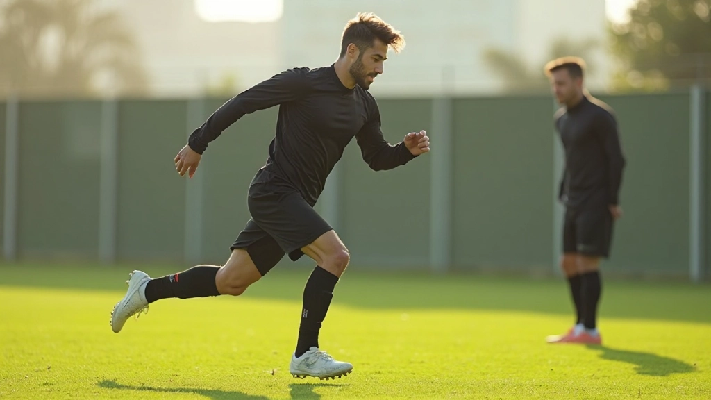 لاعبو كرة قدم يجرون برنامج تدريب اللياقة البدنية