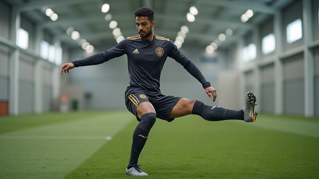 لاعب كروي يقوم بتمارين الاسترخاء والاستشفاء بعد التدريب المكثف