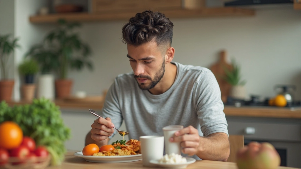 لاعب يتناول وجبة صحية متوازنة